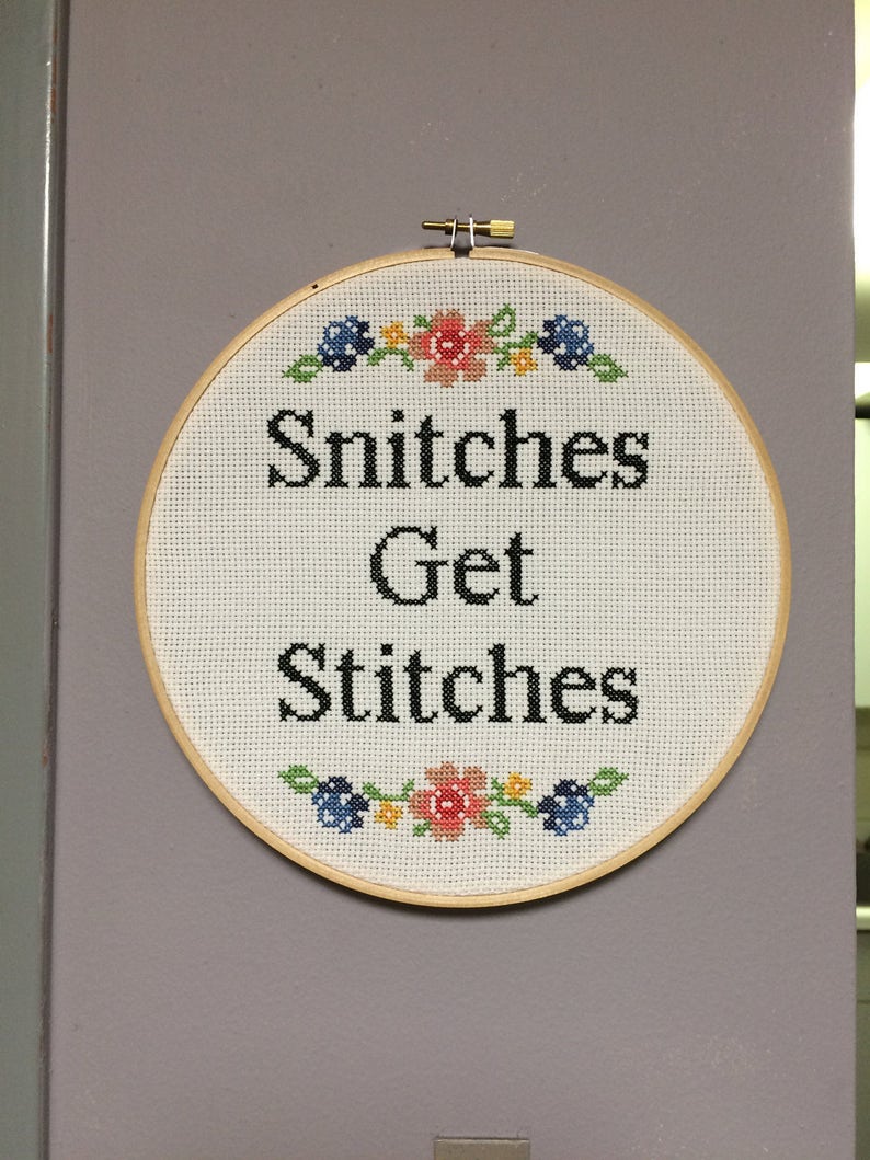 Snitches Get Stitches Crossstitch Finished Product Etsy