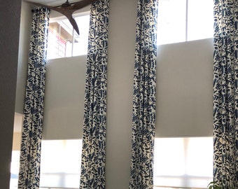 Lino Fabric Curtains, Any length, 25 inch - 100 inch wide, Extra Long Modern Drapes, Small Window Treatments, 2 Panels
