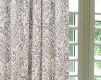 Shannon Paisley Curtains: Any length, 25 inch - 100 inch wide Extra Long Two-Story Drapes or Small Window Treatments, 2 Panels