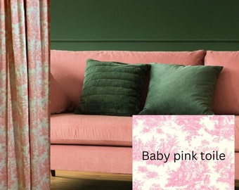 Jamestown baby pink extra long curtains or small window cafe curtains 2 story drapes custom made living room, bedroom, office, hotel 2-30 ft