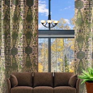 Cortinas Lacefield Bombay Kelly verde para ventana pequeña, cortinas de café de 2 pisos, hechas a medida para sala de estar, dormitorio, hotel, de 25 a 100 pulgadas de ancho