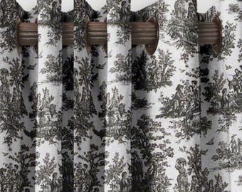 Koloniale toiletgordijnen, elke lengte, 25 - 100 inch breed, extra lange moderne gordijnen, kleine raambekleding, 2 panelen