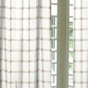 Aaron Ecru Plaid Curtains: Any Length, Custom Width, Small Window Treatments, 2 Panels, Valance, Extra Long 2 Story Drapes