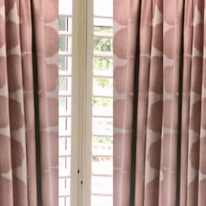 2 Curtains Shibori blush long drapes or small window cafe curtains 2 story drapes custom made living room, 25&quot;-100&quot; wide 2-30 feet long