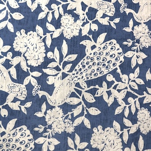 Birdsong navy blue pheasant curtains extra long drapes or small window panels custom made living room bedroom office hotel 25-100 inch wide