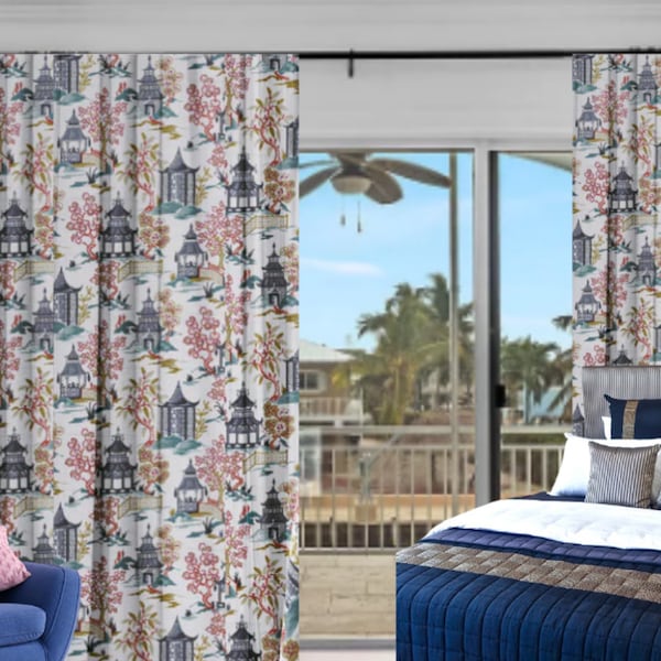 Drapery Loft Shoji print  extra long luxury drapes or small window modern curtains 2-30 feet long 25-100 inch wide