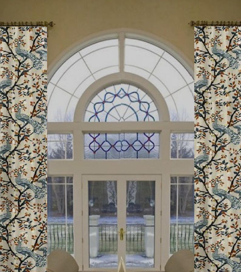 Robert Allen Plume Midnight Fabric Drapes From Small Window Etsy