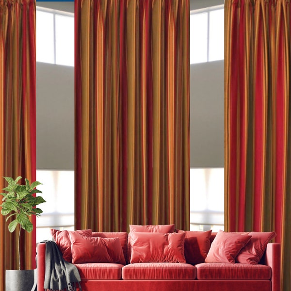 2 Curtains Richloom Islip any length luxury modern extra long curtains custom made for living room office bedroom porch 2-30 ft. long