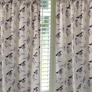 2 Bird Toile curtains any length through extralong drapes custom made for living room bedroom office kitchen 25 -100 inch wide panels