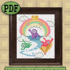 Obstacle Course Game Cross Stitch Pattern, Cute Video Game Cross Stitch Pattern, Kids Cross Stitch Pattern - Digital Download PDF File