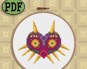 Video Game Mask Cross Stitch Pattern, Video Game Cross Stitch, Character Cross Stitch Pattern, Modern Digital Cross Stitch - PDF