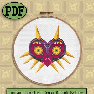 Video Game Mask Cross Stitch Pattern, Video Game Cross Stitch, Character Cross Stitch Pattern, Modern Digital Cross Stitch - PDF