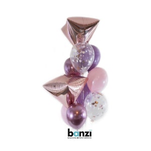 Amethyst Rose Gold Balloon Bouquet - confetti balloon bundle balloons birthday party decorations baby shower bridal latex mylar