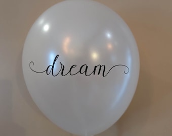 Dream white and pearl white latex black calligraphy balloon - Set of 3 - wedding bridal shower engagement party