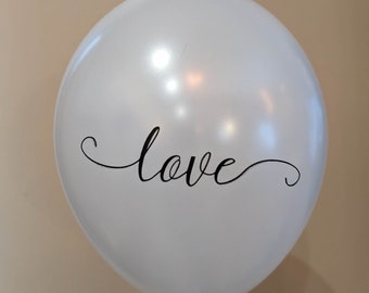 Love white and pearl white latex black calligraphy balloon - Set of 3 - wedding bridal shower engagement party