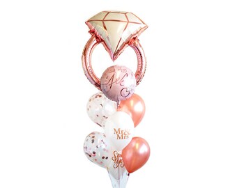 Bridal Balloon Bouquet - rose gold confetti balloon bundle bridal shower ideas decorations bachelorette party engagement party ideas