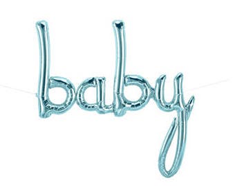 Légère BABY Blue air remplissage jumbo mylar ballon sexe script calligraphie à douche bébé grossesse annonce - ballon Air remplissage