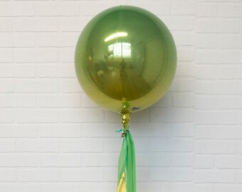 16" Ombre Green Yellow Balloon with tassels - mylar balloon birthday party decorations orbz baby shower balloon bouquet tassel garland