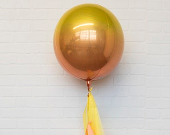 16" Ombre Yellow Orange Balloon with tassels - baby shower bridal shower decorations balloons birthday party decor mylar balloon sunshine