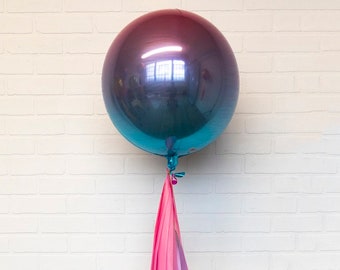 16" Ombre Pink Purple Blue Balloon with tassels - baby shower gender reveal decorations balloons birthday party decor mylar balloon