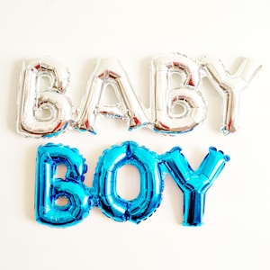 BABY BOY balloon blue mylar baby shower birth announcement gender reveal Air Fill Only image 1