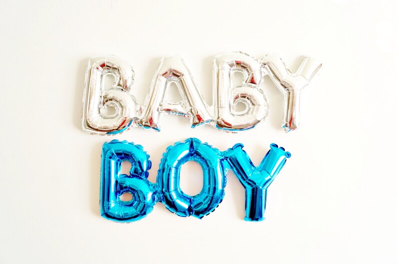 BABY BOY balloon blue mylar baby shower birth announcement gender reveal Air Fill Only image 1