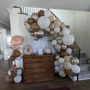 DIY Vit sand mocka vit reflex champagne ekologisk ballonggirlang kit - bågbanderoll festdekoration möhippa babyshower