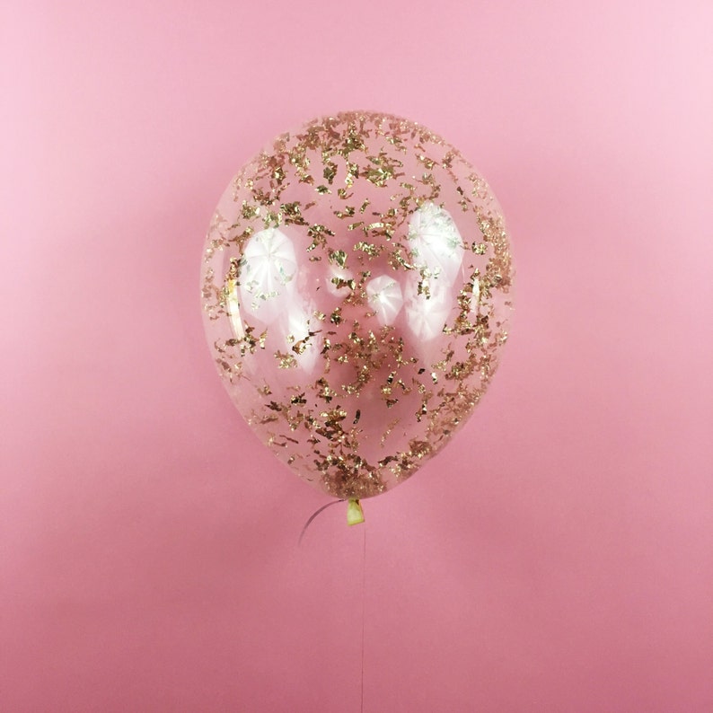 Metallic Rose Gold Confetti Balloon  11 16 24 36 inch size  Christmas NYE New Years Eve party bachelorette wedding bridal shower birthday