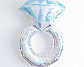 Jumbo Holographic Wedding Engagement ring mylar foil balloon - bachelorette party - engagement - bridal shower