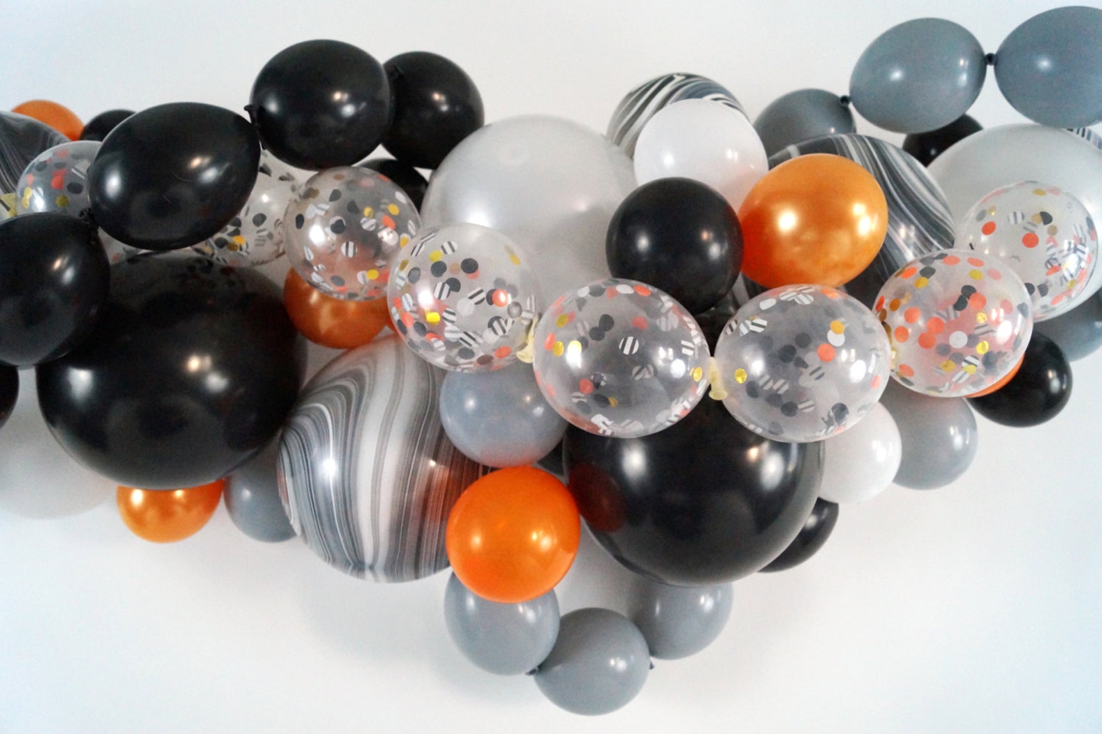 Halloween DIY Balloon Swag Kit Black Orange Confetti Marble Etsy