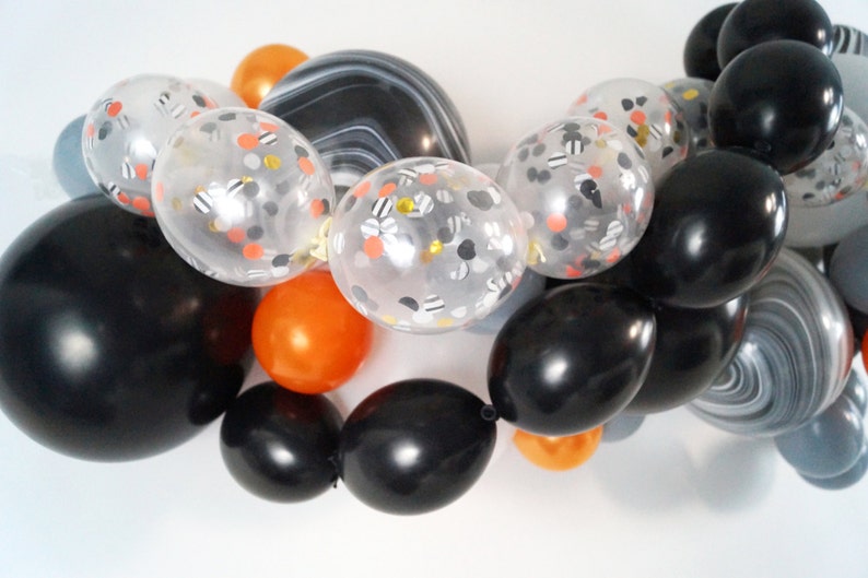 Halloween DIY Balloon Swag Kit Black Orange Confetti Marble Etsy