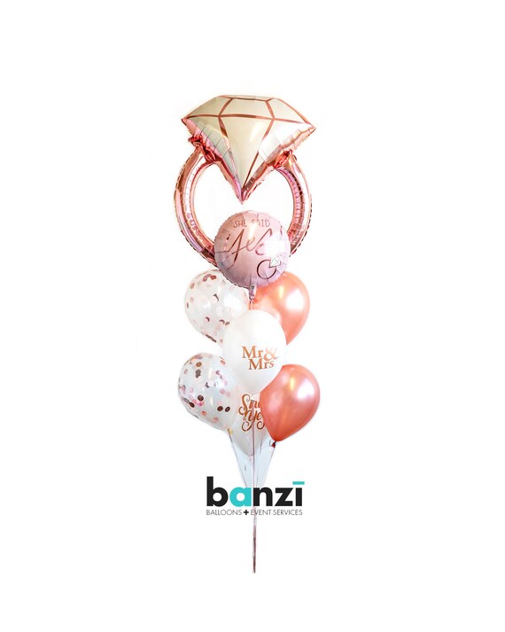 Bridal Balloon Bouquet Rose Gold Confetti Balloon Bundle Etsy
