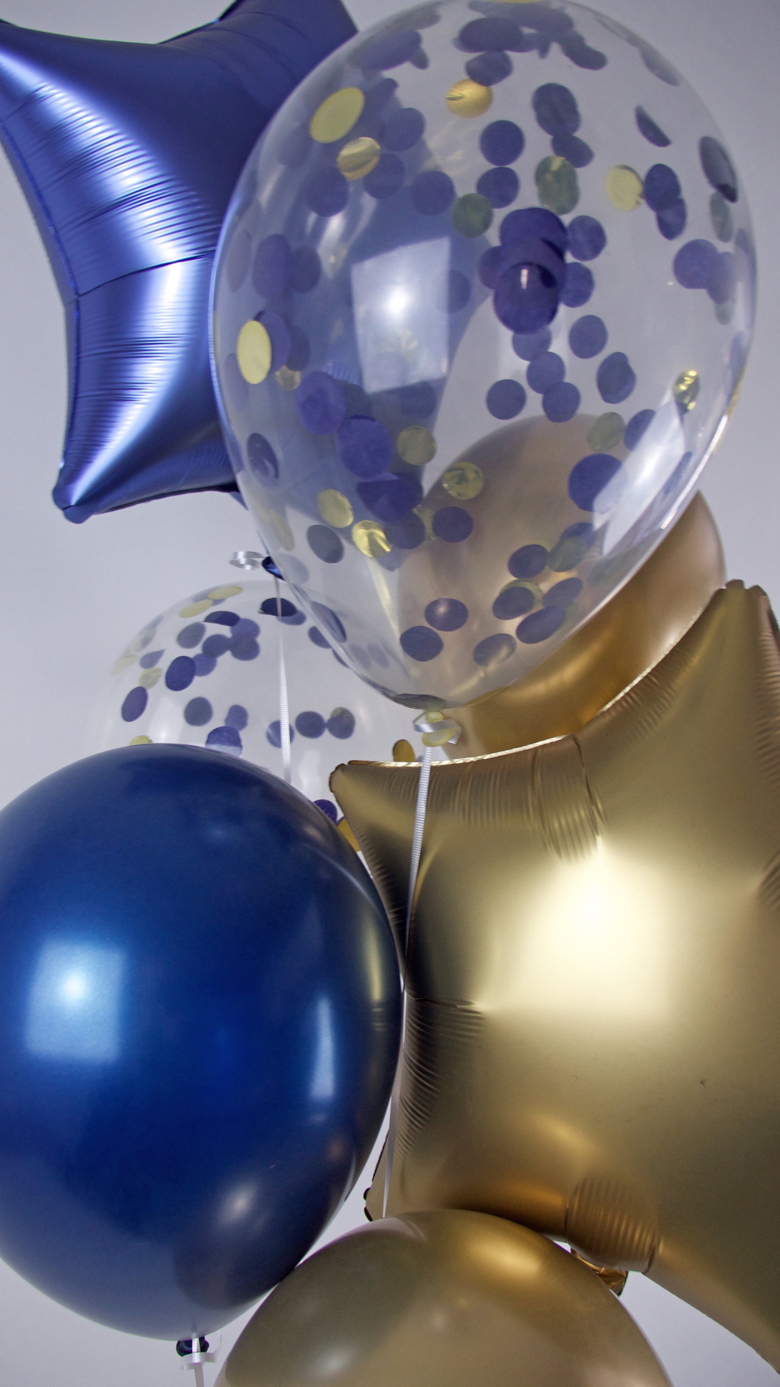 Navy Gold Confetti Balloon Bouquet Balloon Bundle Balloons Etsy