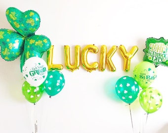 Lucky St. Patrick's Day Balloons - Banner and Bouquet