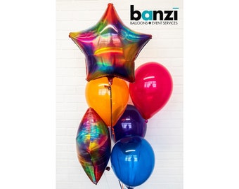 Rainbow Star Balloon Bouquet - balloon bundle balloons birthday party decorations graduation party baby shower wedding decorations