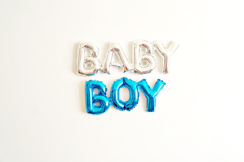 BABY BOY balloon blue mylar baby shower birth announcement gender reveal Air Fill Only image 2