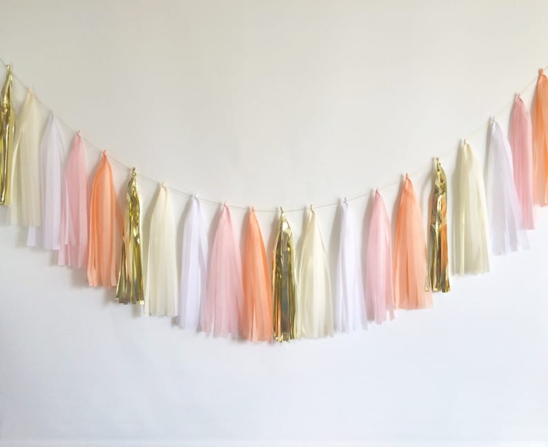 Blush Tassel Garland Peach Pink Gold Etsy