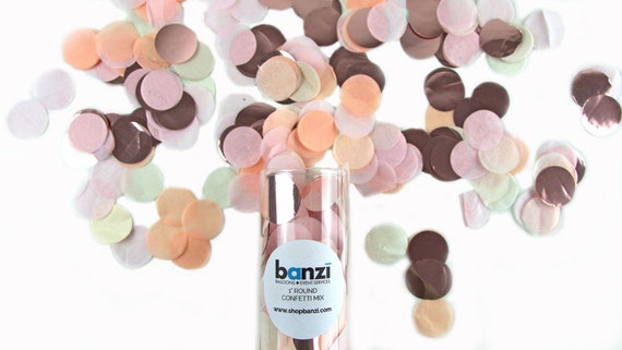 Blushing Bride Confetti - Rose Gold Blush Peach Tissue Paper - round confetti bridal shower ideas baby shower ideas wedding confetti balloon