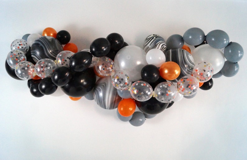 Halloween DIY Balloon Swag Kit Black Orange Confetti Marble Etsy