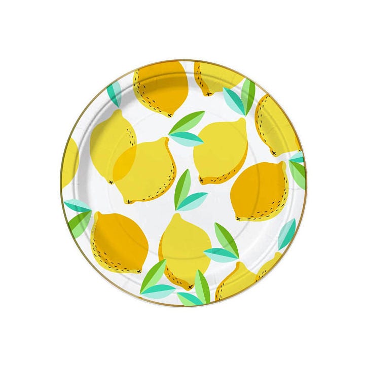 Lemon Paper Plates birthday party paper plates lemonade gold | Etsy
