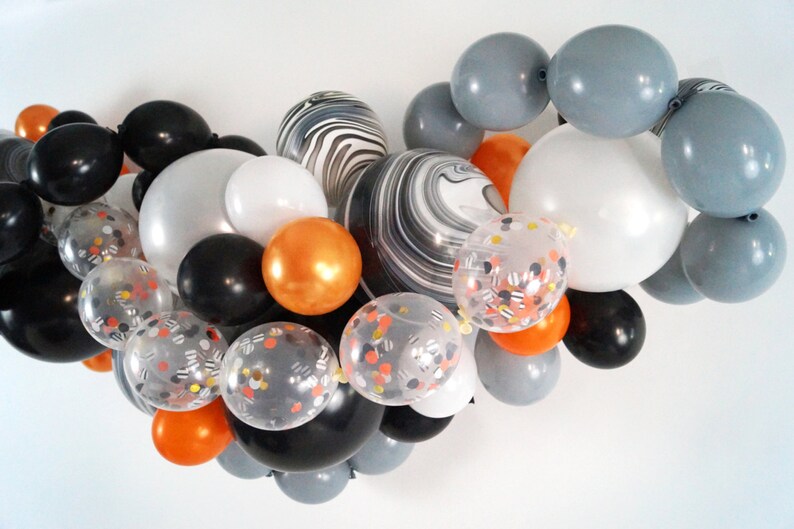 Halloween DIY Balloon Swag Kit Black Orange Confetti Marble Etsy