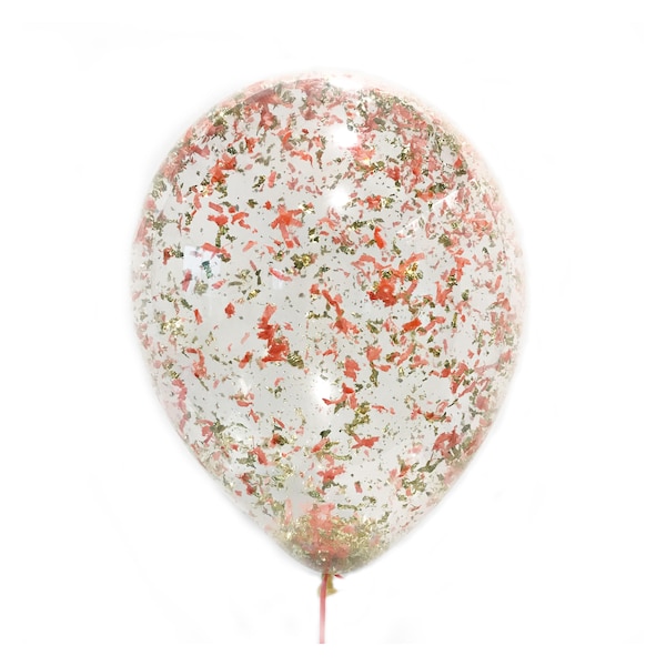 Metallic Gold Coral Confetti Balloon - 11 16 24 36 inch size - party bachelorette wedding bridal shower birthday glitter