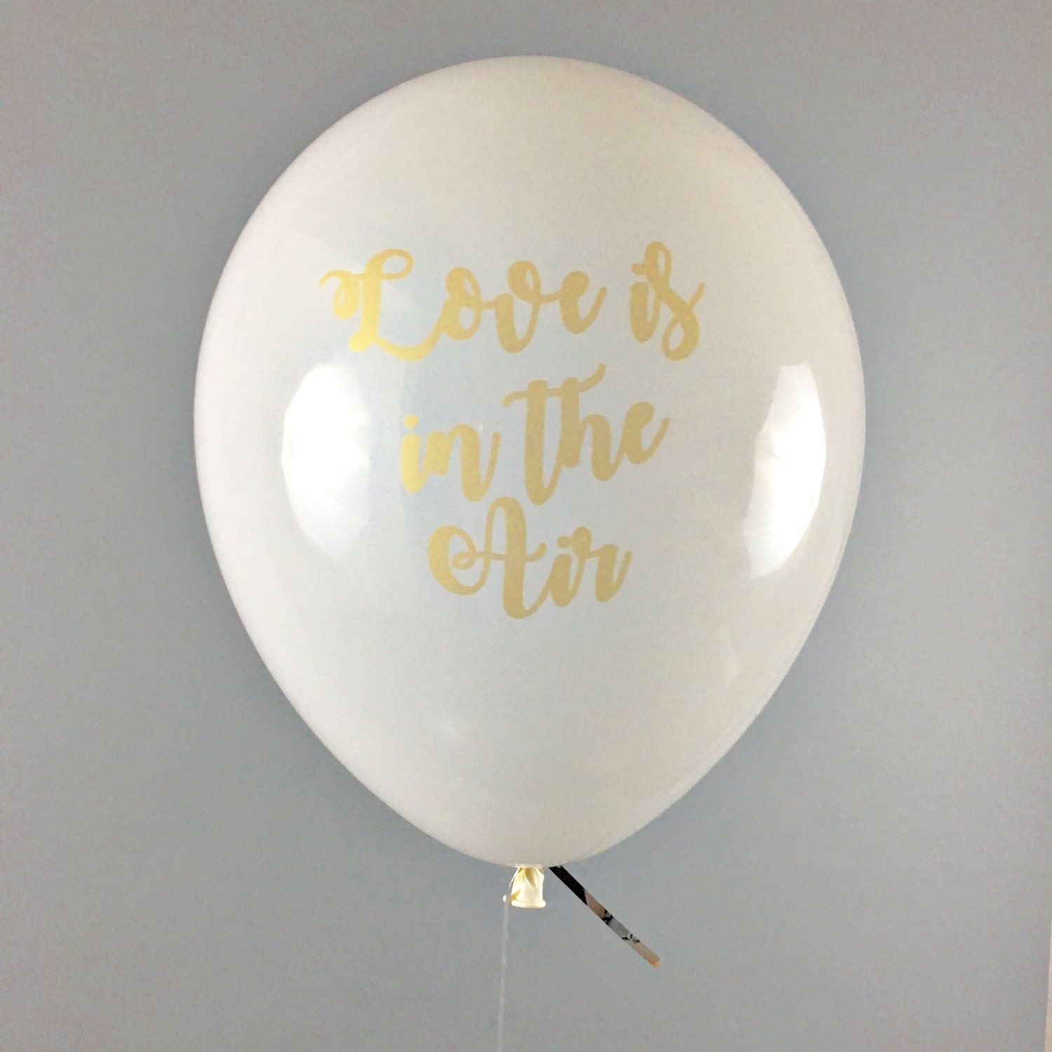 Love Is In The Air white latex gold calligraphy balloon Set | Etsy