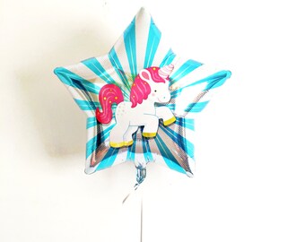 Unicorn Star mylar balloon birthday party decorations