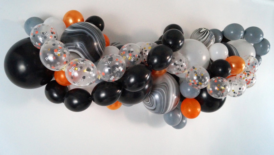Halloween DIY Balloon Swag Kit Black Orange Confetti Marble Etsy