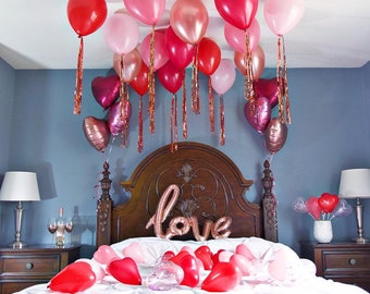 Valentine's Day Assorted Foil, Latex, Fringe Bundle - red, pink, pearl pink, heart, confetti balloons