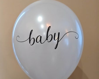 Baby white and pearl white latex black calligraphy balloon - Set of 3 - baby shower