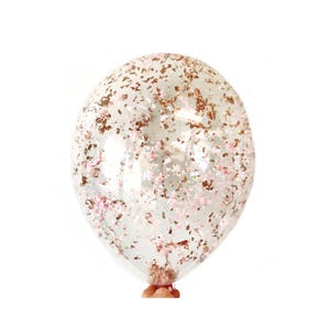 Metallic Rose Gold Blush Pink Confetti Latex Balloon available 11 16 24 36 inch size NYE Birthday party bachelorette wedding bridal shower image 1