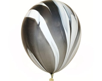 Black white Marble agate 11" latex balloons