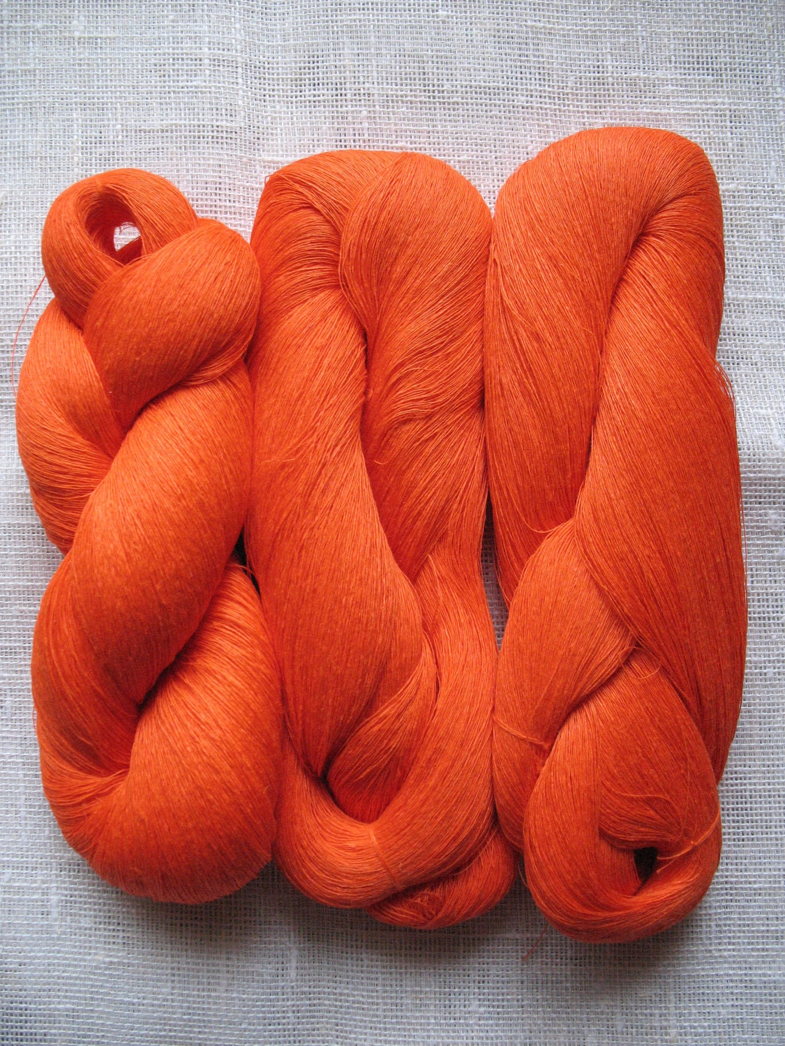 Linen Yarn Orange 300 gr 10.6 oz Cobweb / 1 ply each hank Etsy